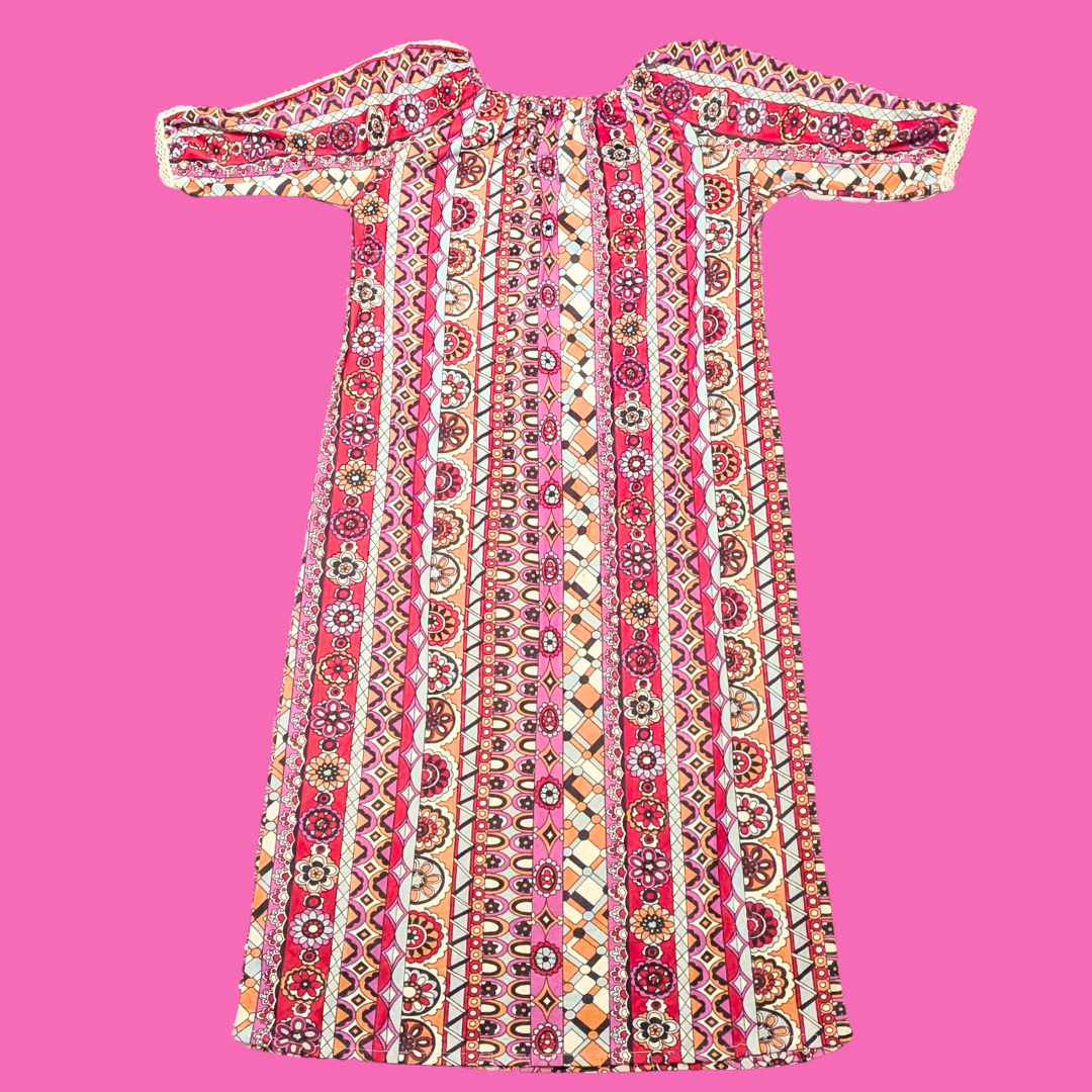 Vintage 1970's Boho, Groovy Dress Size M