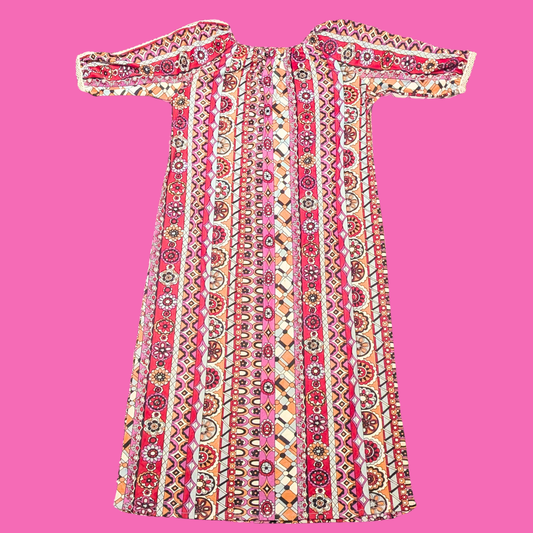 Vintage 1970's Boho, Groovy Dress Size M