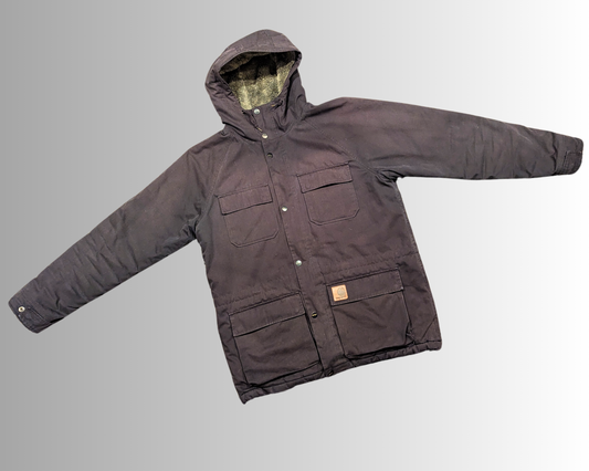 Y2K Black Carhartt Jacket with Hoodie Size L