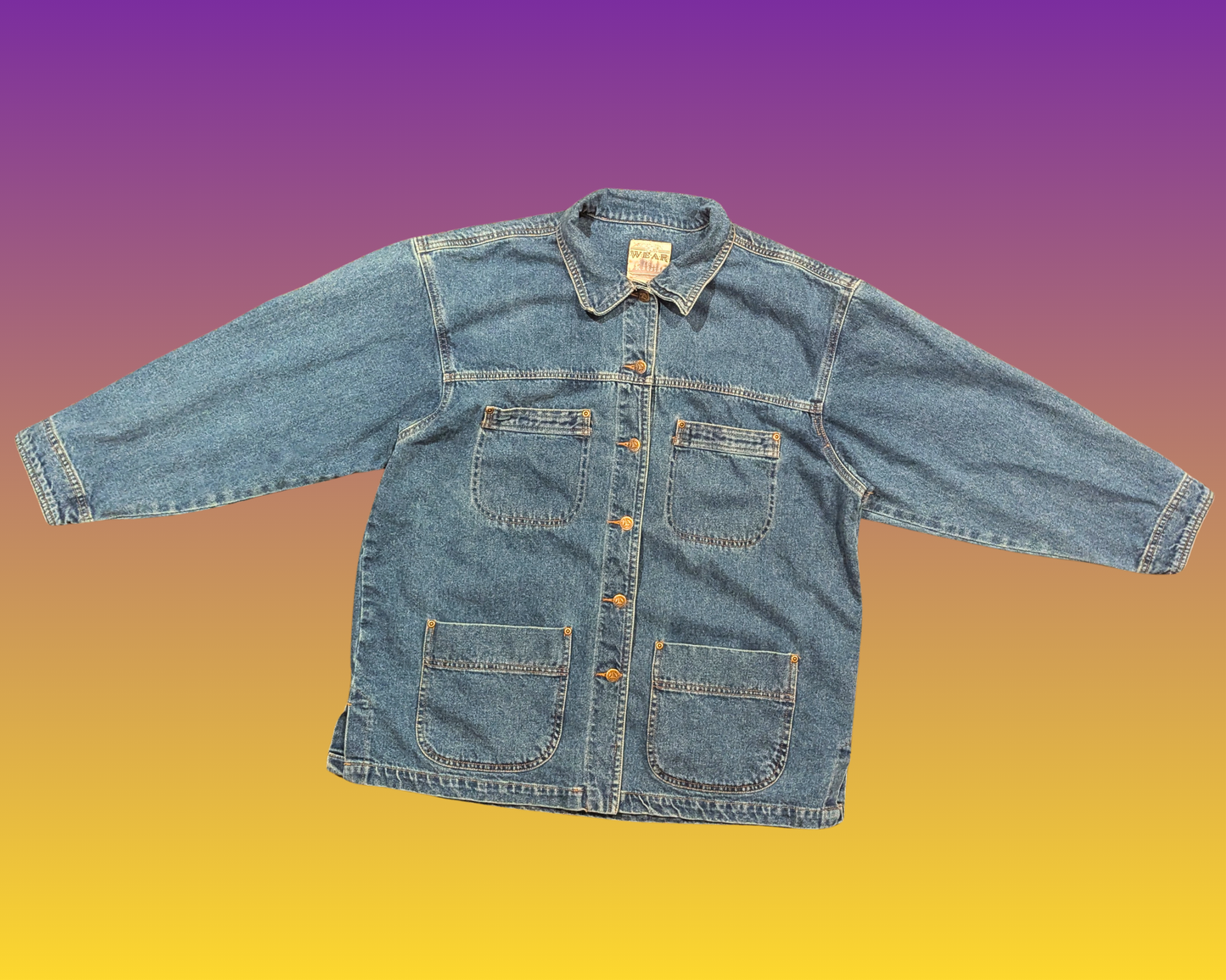 Handmade, Upcycled Pink Floyd Denim Jacket Size L