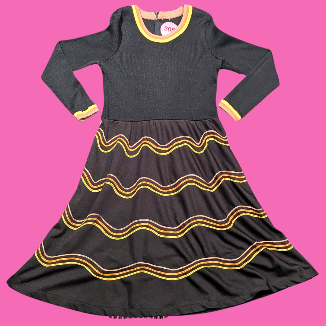 Vintage 1980's Black, Witchy Vibes Dress Size L