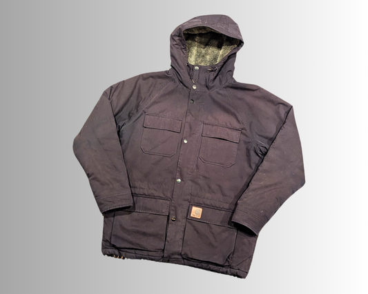 Y2K Black Carhartt Jacket with Hoodie Size L