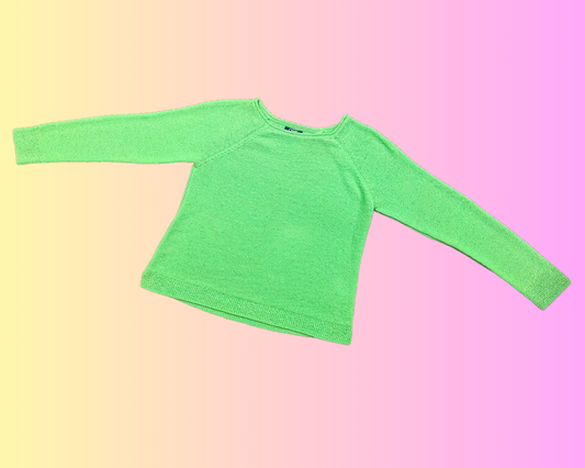 Y2K Chaps Lime Green Knit Sweater Size L for Women