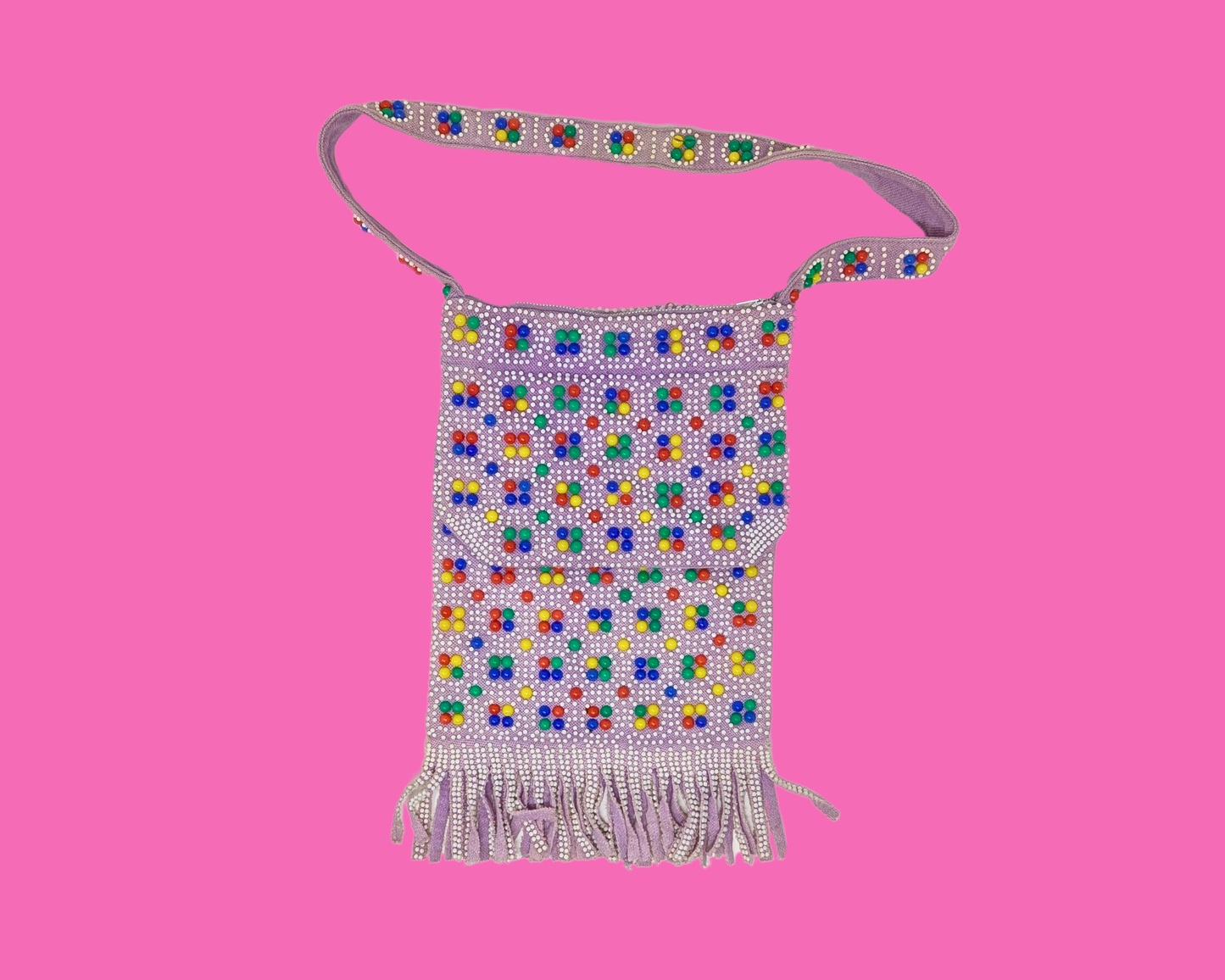 Vintage 1970's Purple, Beaded, Shoulder Bag