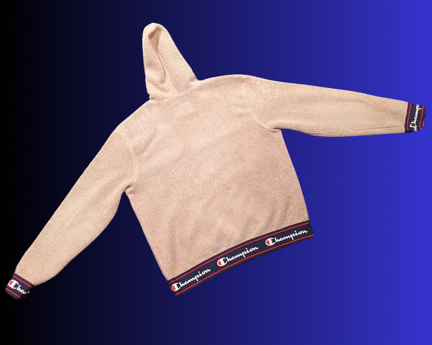Y2K Beige Champion, Soft and Fuzzy Hoodie Size L