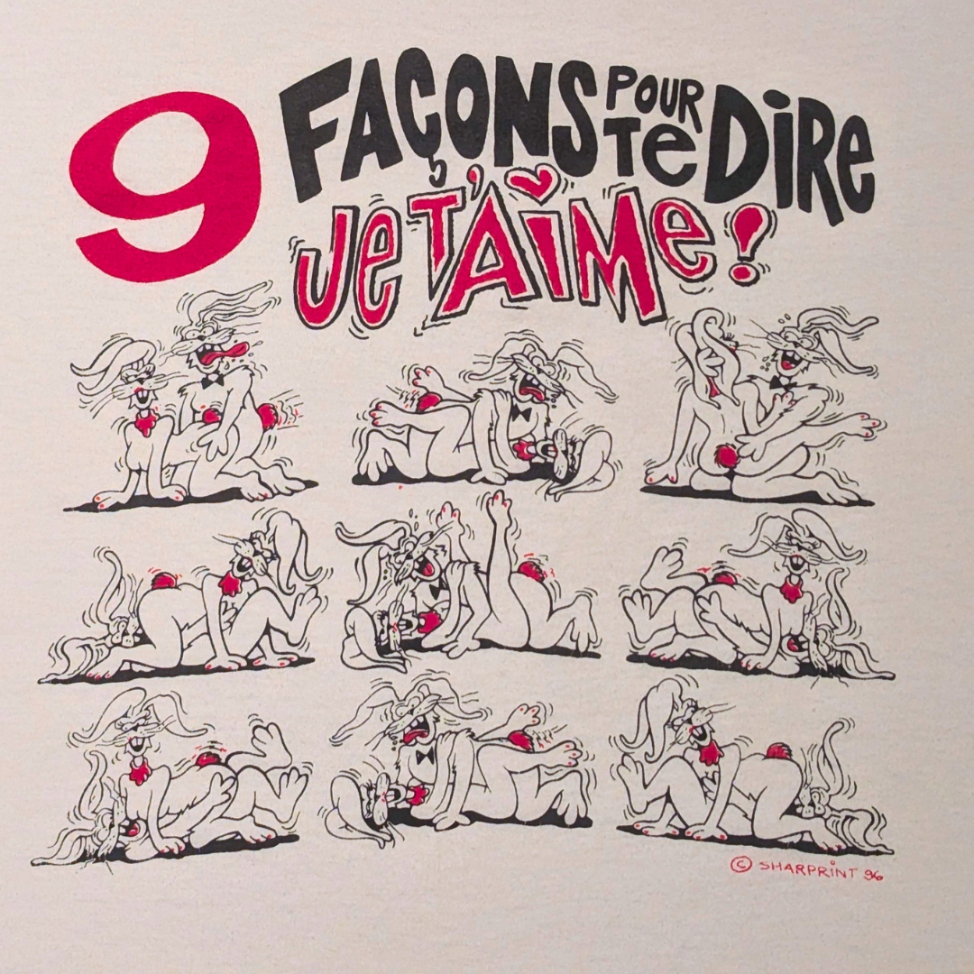 Funny French ''9 Façons Pour Dire Je T'aime" T-Shirt Size L