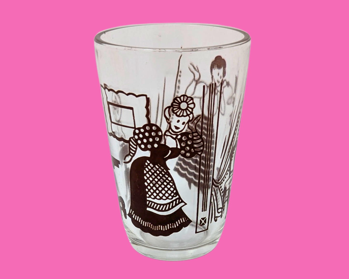 Petit verre Kraft Foods Bustling Betsy Swanky Swigs vintage des années 1953