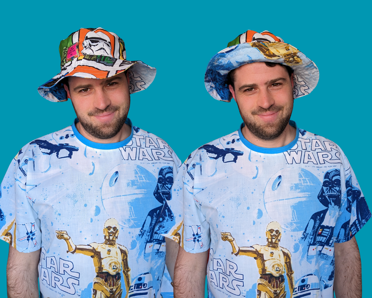 Star Wars Reversible Bucket Hats For Adults Made from Vintage, Upcycled Star Wars Bedsheets