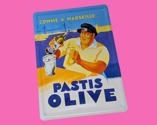 Y2K Pastis Olive Marseille France Metal Rectangle Interior Decoration Sign