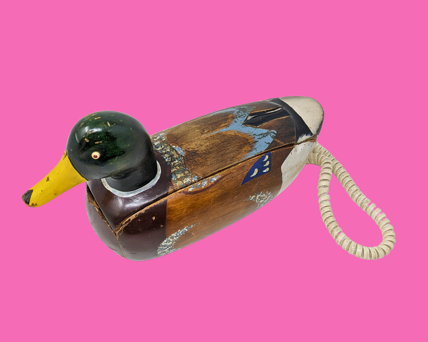 Vintage 1970's Super Kitsch Wooden Duck Phone
