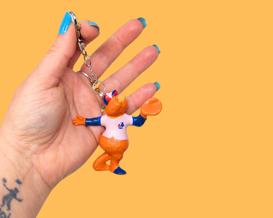 Porte-clés mascotte Youppi! des Expos de Montréal, fait main et recyclé