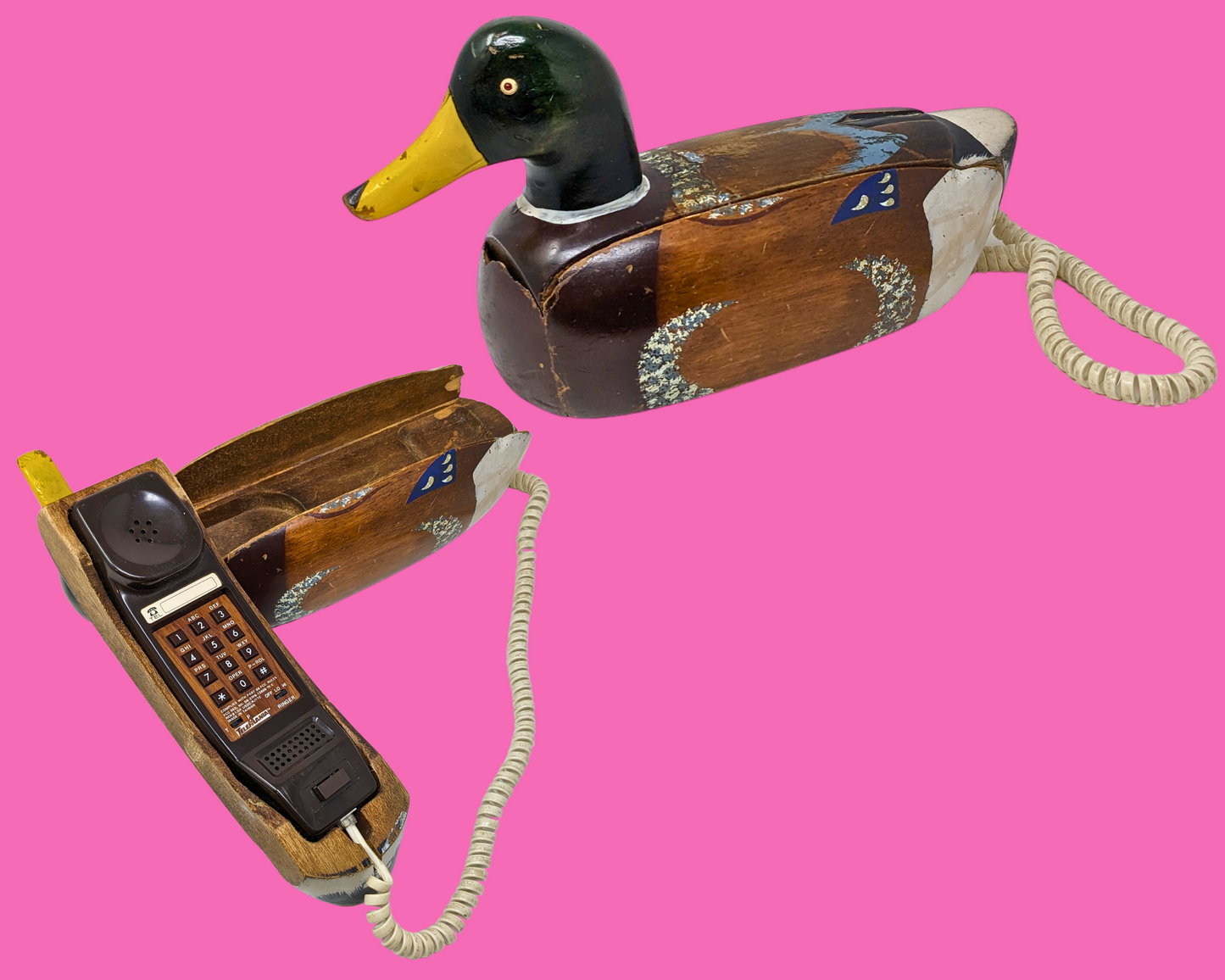 Vintage 1970's Super Kitsch Wooden Duck Phone