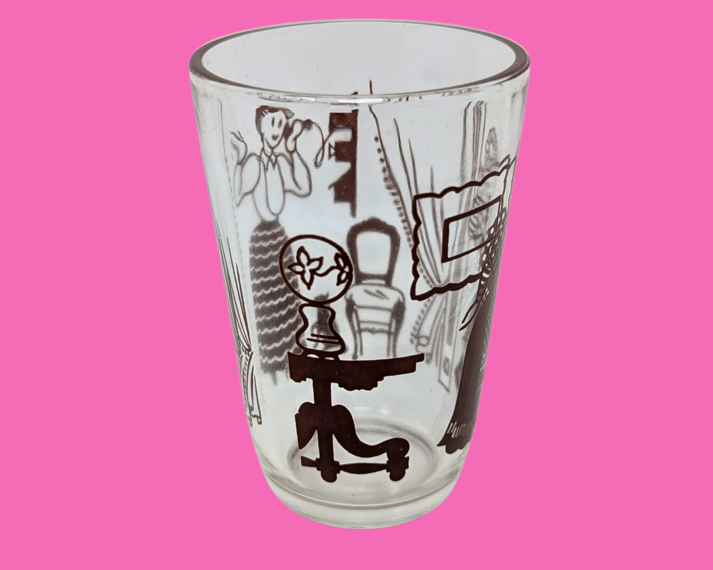 Petit verre Kraft Foods Bustling Betsy Swanky Swigs vintage des années 1953