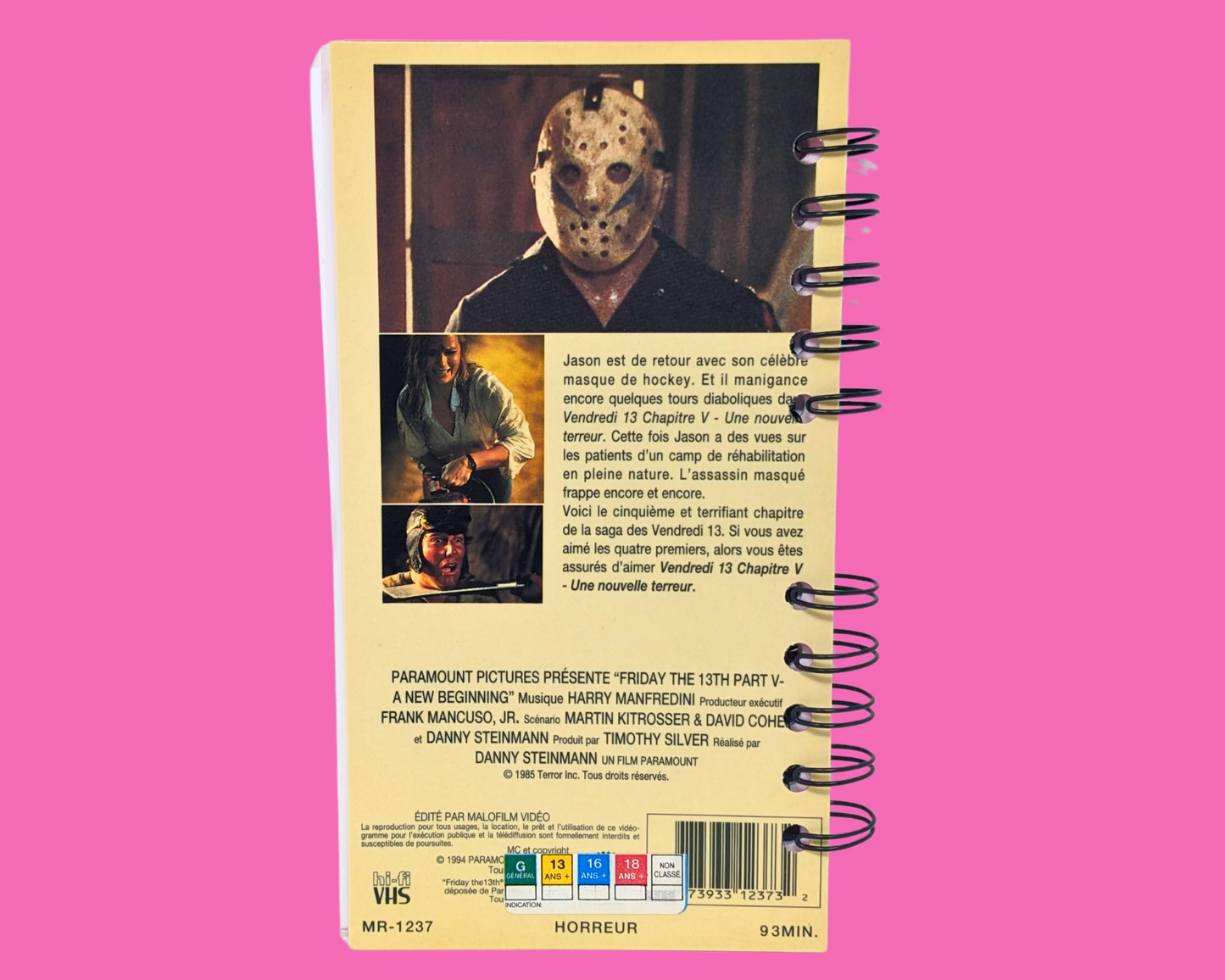 Friday The 13th Part V A New Beginning French Version VHS Movie Notebook