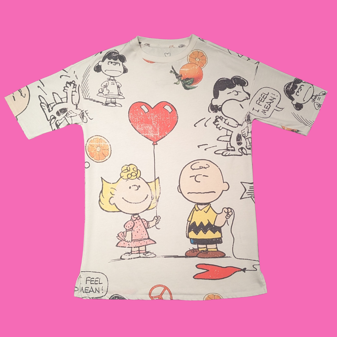 Peanuts + Frogbox, Charlie Brown Long T-Shirt or Short Dress Size L