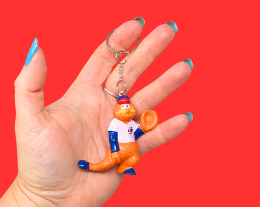 Porte-clés mascotte Youppi! des Expos de Montréal, fait main et recyclé