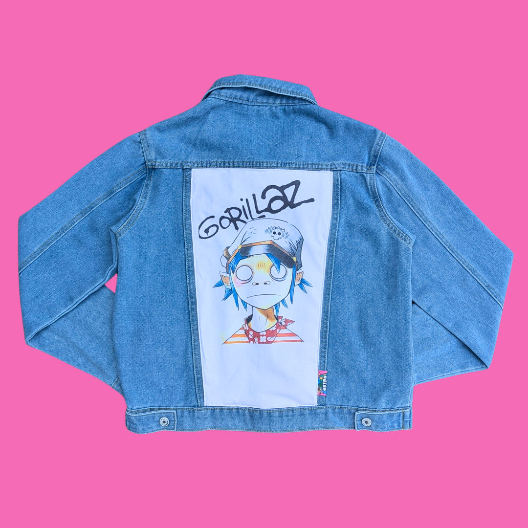 Gorillaz Upcycled T-Shirt Denim Jacket Size M
