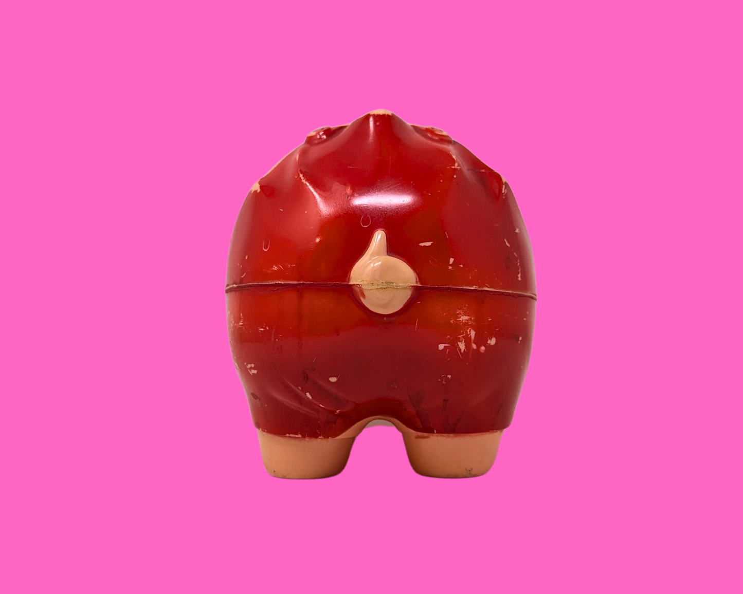 Tirelire vintage en plastique rose des années 1960, sans bouchon