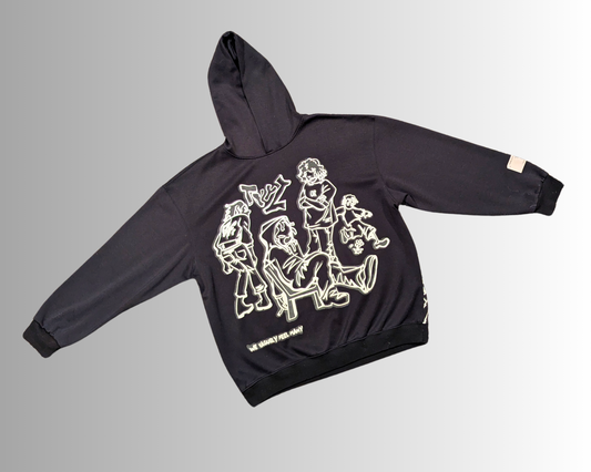Y2K Amitam Cartoon Character Hip-Hop Style Streetwear Hoodie Size L