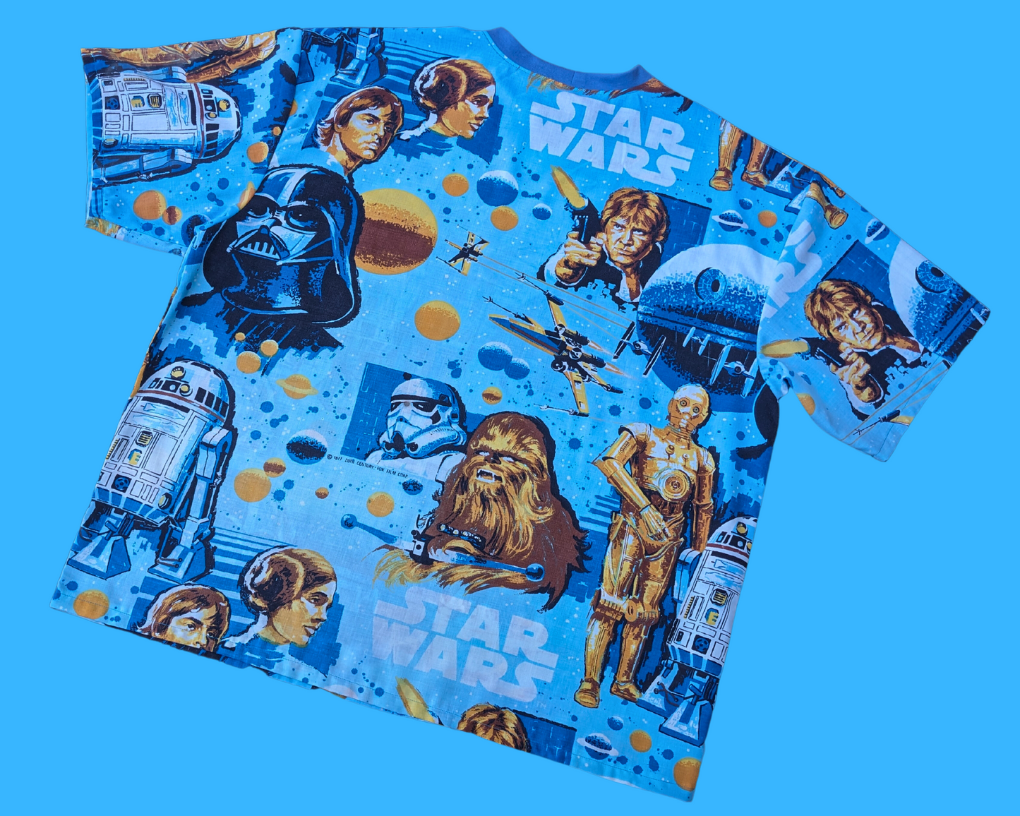 Handmade, Upcycled Vintage Star Wars Bedsheet T-Shirt Oversized XL with Matching Fanny Pack