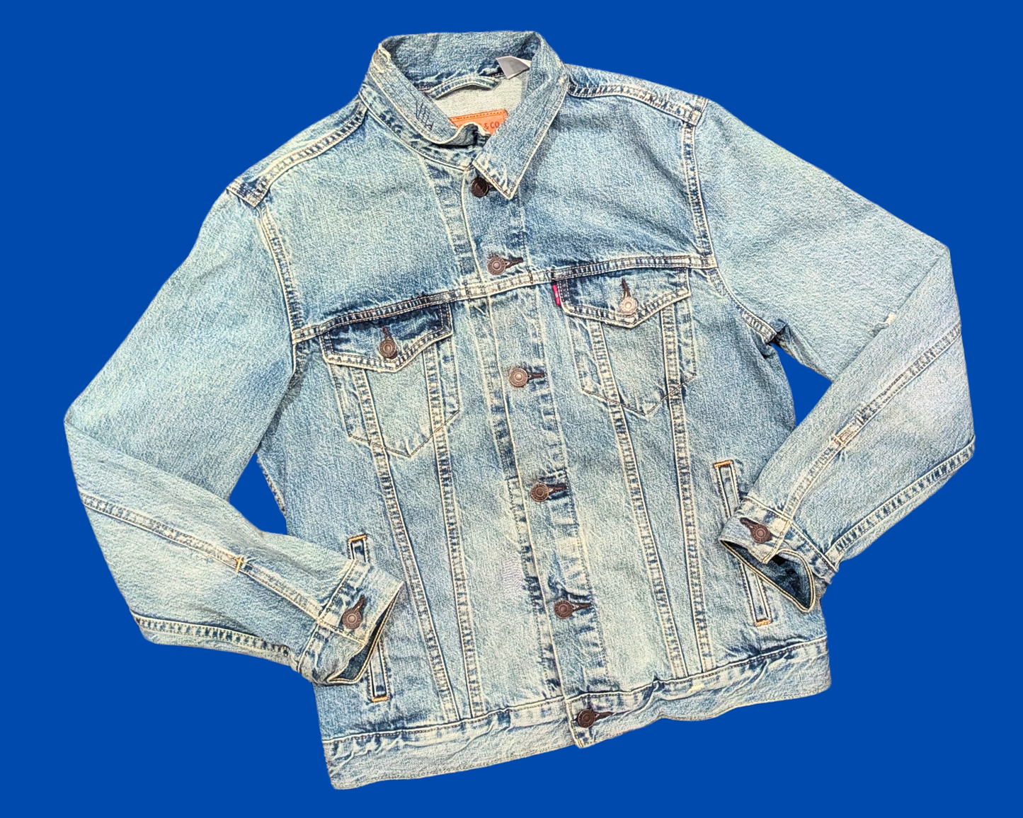 Handmade, Upcycled Denim Jacket with a Nintendo Super Mario Bros T-Shirt Size M for Men