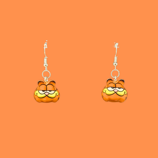 Handmade, Upcycled Garfield Earrings