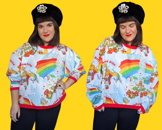 Handmade, Upcycled Rainbow Brite Sweater Oversized XL