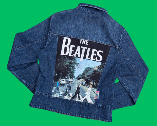 Handmade, Upcycled The Beatles, Abbey Road Denim Jacket Size M