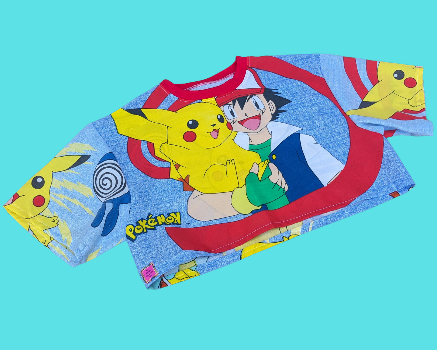 Handmade, Upcycled Pokemon Pillow Cases Crop Top Fits Size S to XL