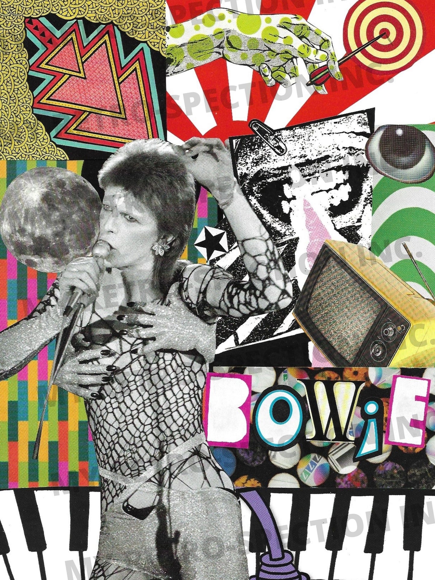 Print of Handmade Collage of David Bowie