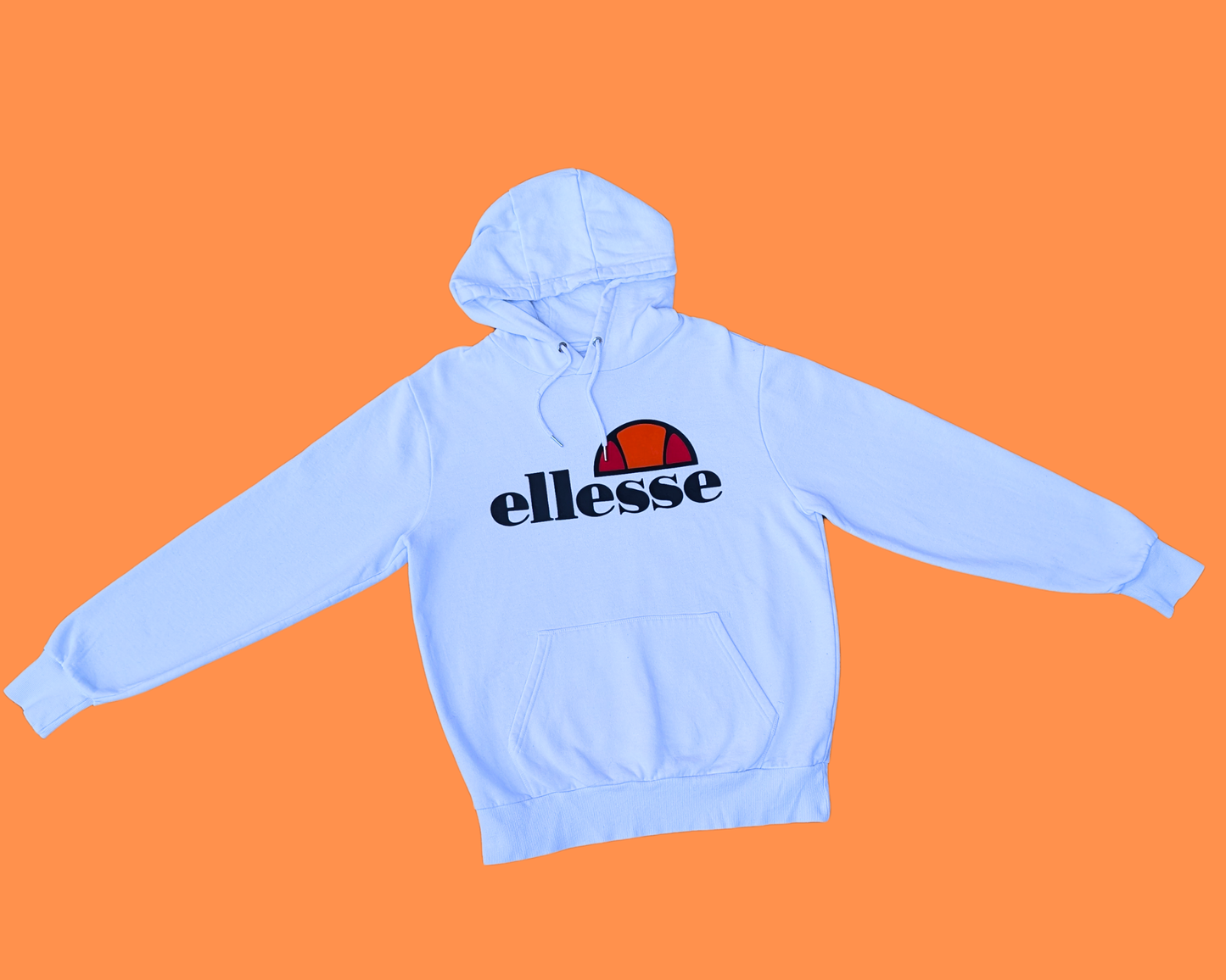 Y2K Ellesse White Sweater with Hoodie Size L