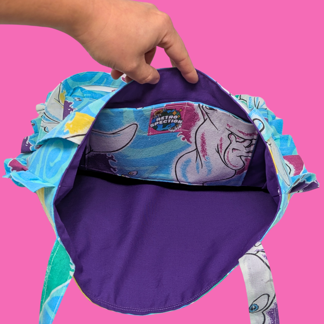 Handmade, Upcycled Casper the Friendly Ghost Bedsheet Tote Bag