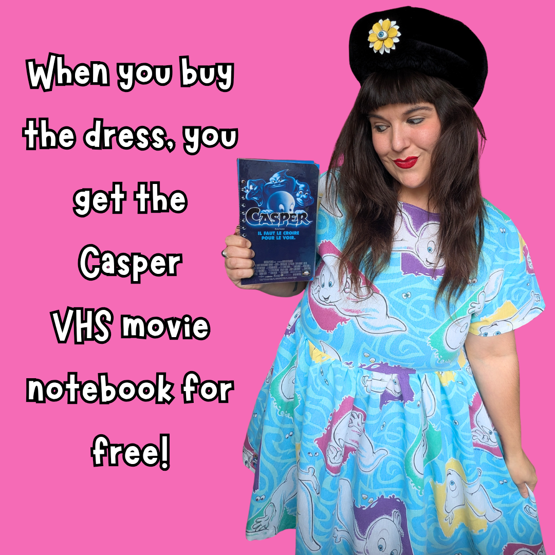 Handmade, Upcycled Casper the Friendly Ghost Bedsheet Dress Fits an Oversized S-M or Fitted L-XL