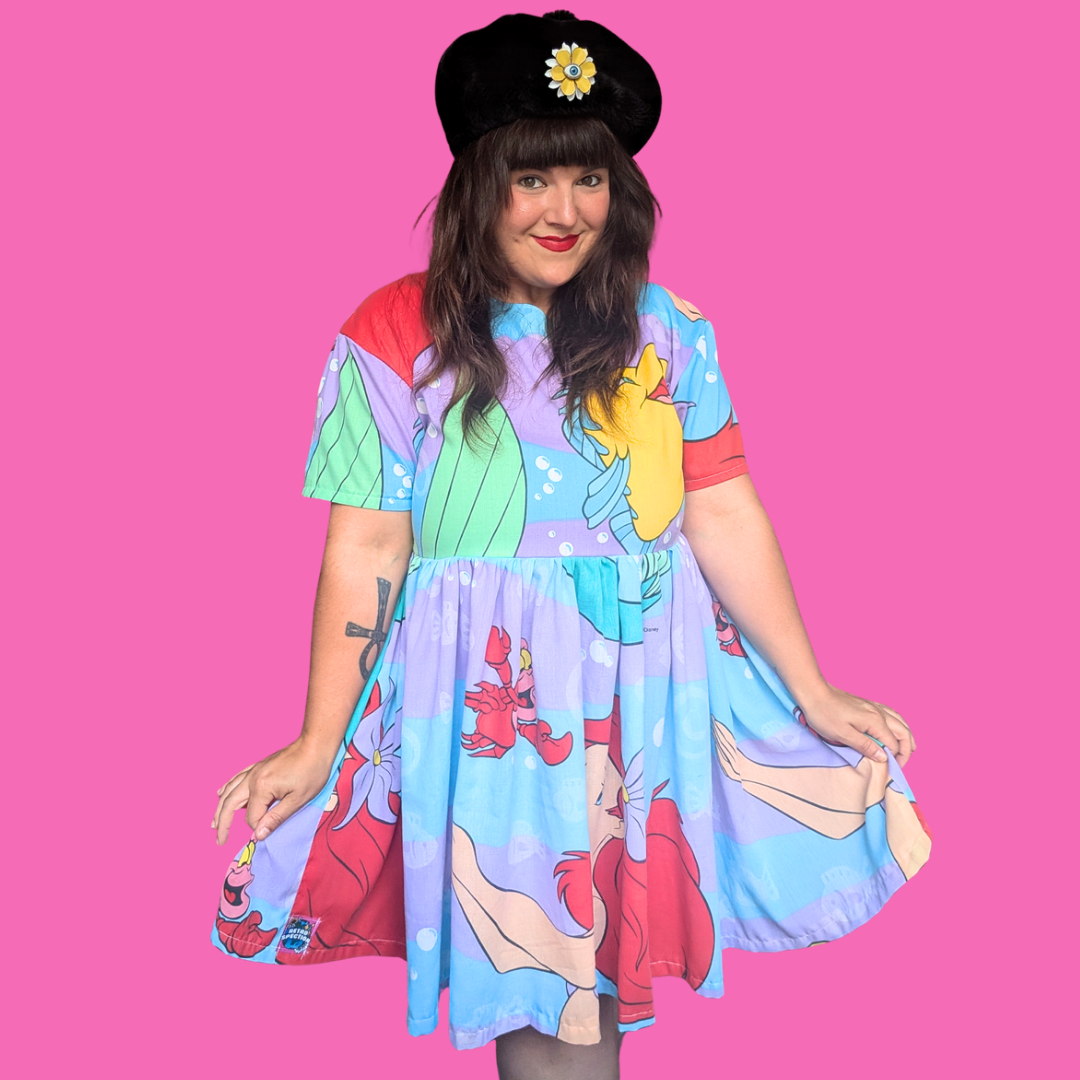Handmade, Upcycled Disney's The Little Mermaid Bedsheet Dress Fits an Oversized S-M or Fitted L-XL