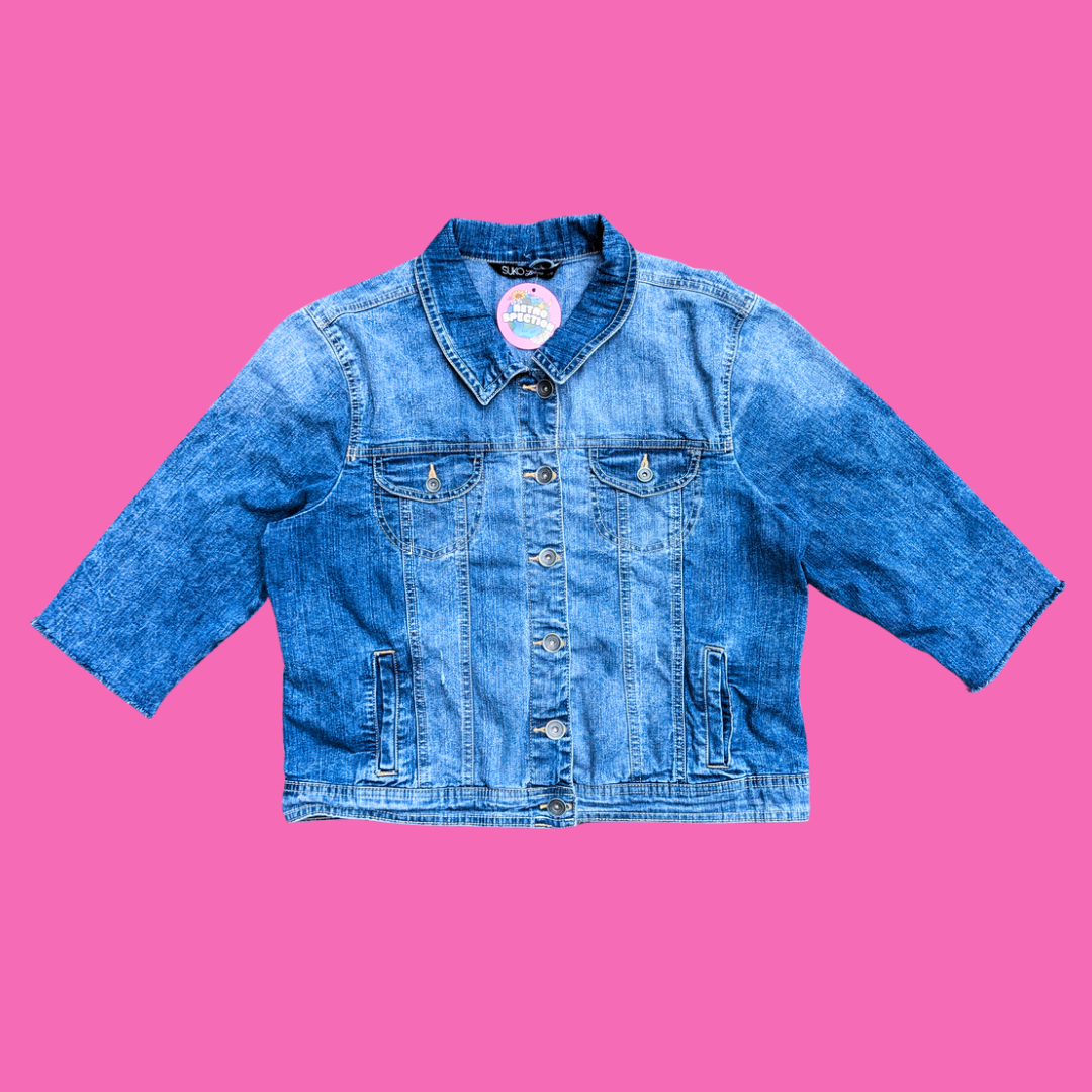 Miss Piggy Upcycled T-Shirt Denim Jacket Size L