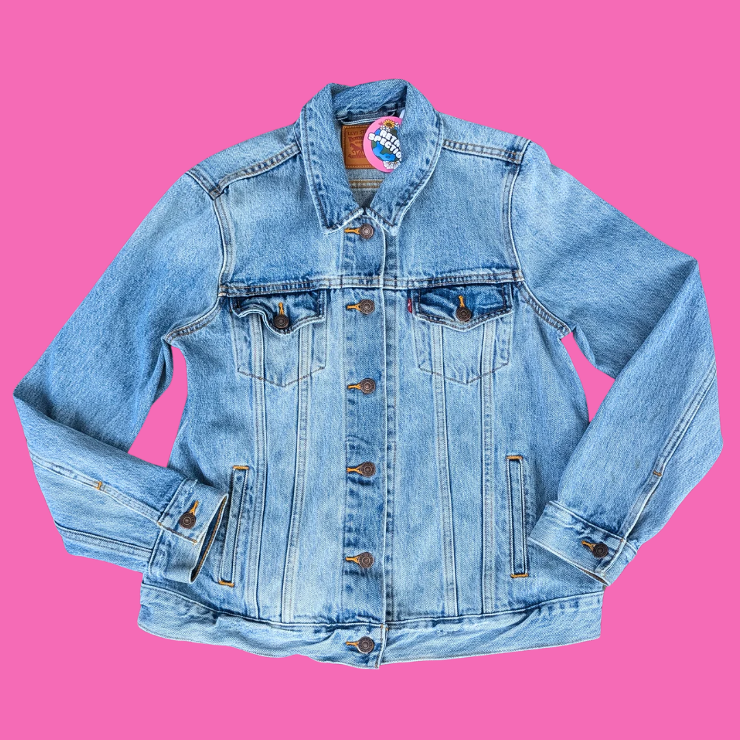 The Spice Girls Upcycled T-Shirt Denim Jacket Size L for Women