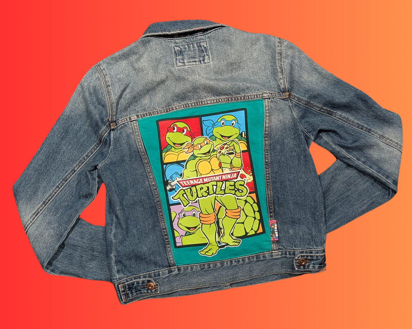 Handmade, Upcycled Teenage Mutant Ninja Turtles Denim Jacket Size M