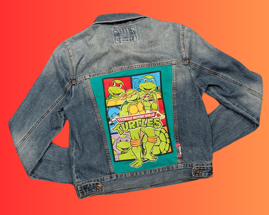 Handmade, Upcycled Teenage Mutant Ninja Turtles Denim Jacket Size M