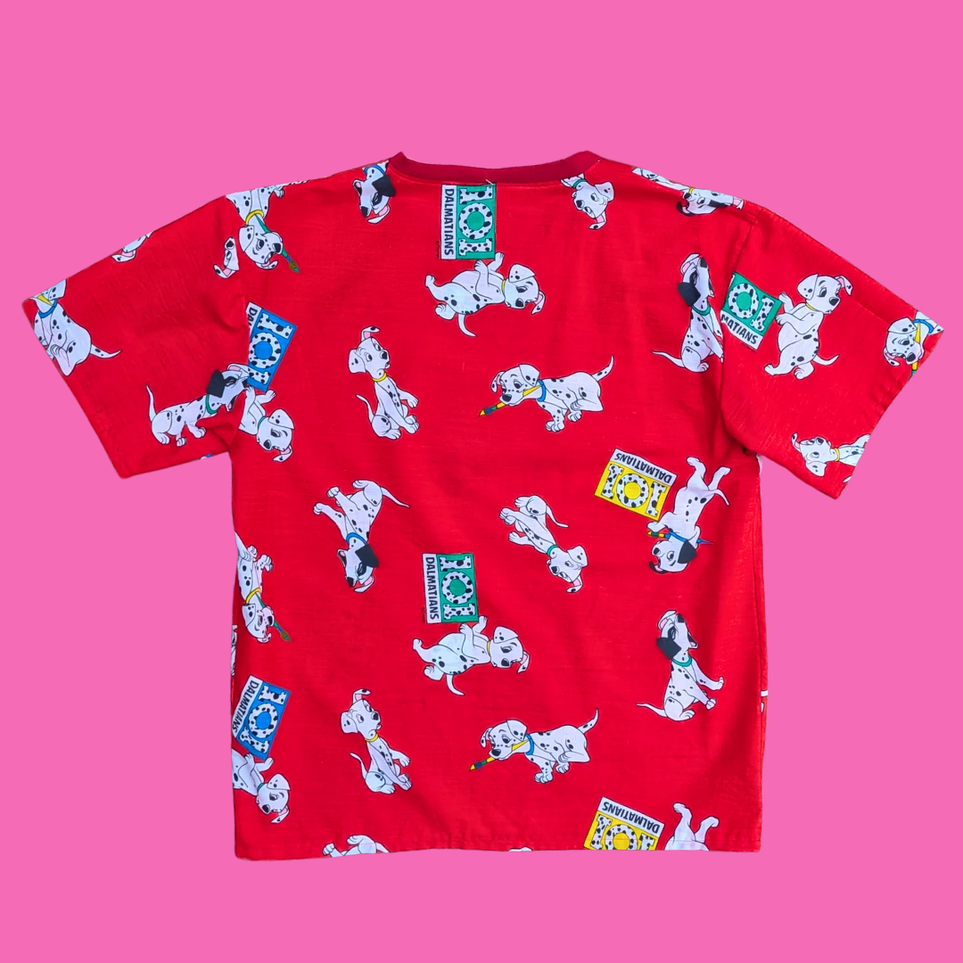 Handmade, Upcycled Walt Disney's 101 Dalmatians Bedsheet T-Shirt Oversized S-M, Fitted L-XL