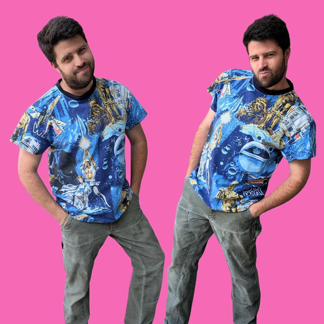Handmade, Upcycled Star Wars Bedsheet T-Shirt Oversized S-M, Fitted L-XL