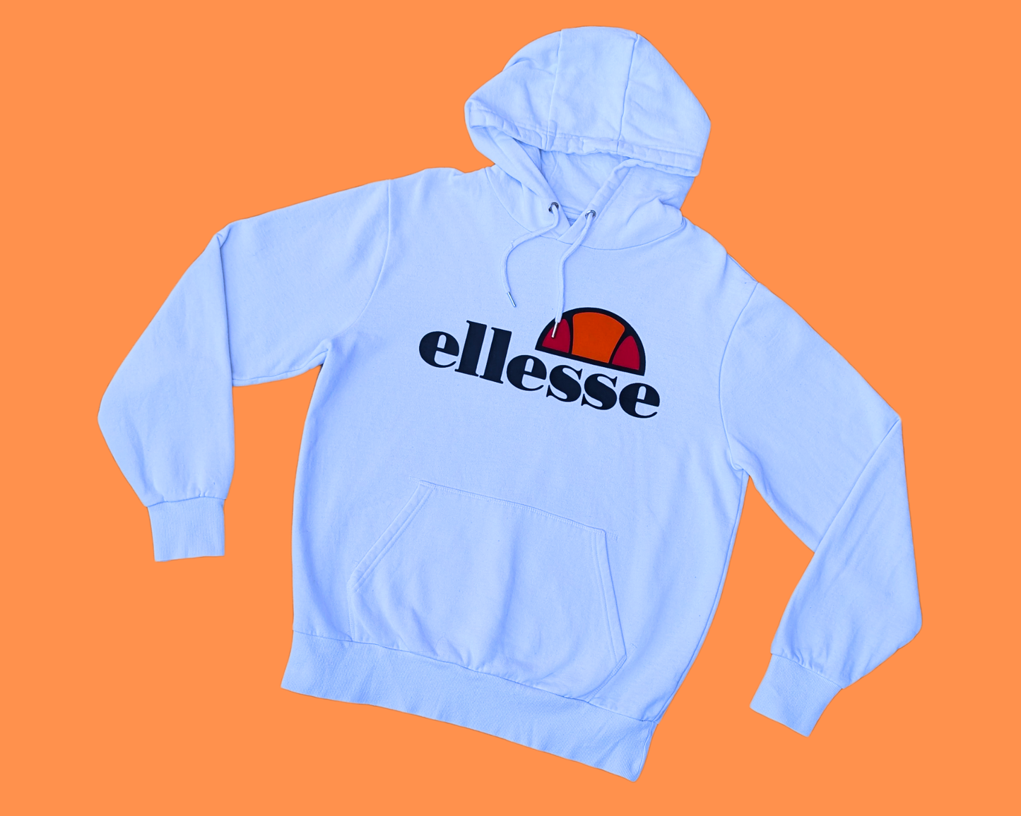 Y2K Ellesse White Sweater with Hoodie Size L