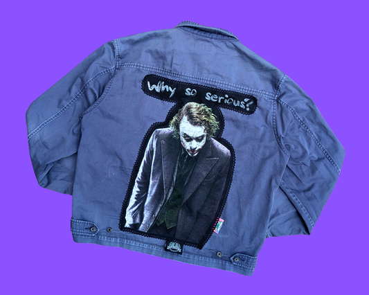 Veste en jean Ralph Lauren The Dark Knight, The Joker, fabriquée à la main et recyclée, taille M