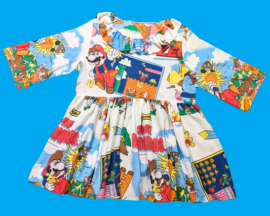 Handmade, Upcycled Vintage 1988 Nintendo, Super Mario Bros and Zelda Bedsheet Dress Size 2XL