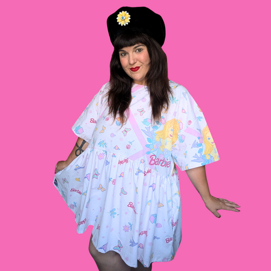 Handmade, Upcycled Barbie Bedsheet Dress Fits an Oversized XL or Fitted 2XL