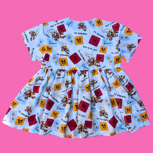 Handmade, Upcycled Disney's Mickey at the Rodeo Bedsheet Dress Fits an Oversized XL or Fitted 2XL