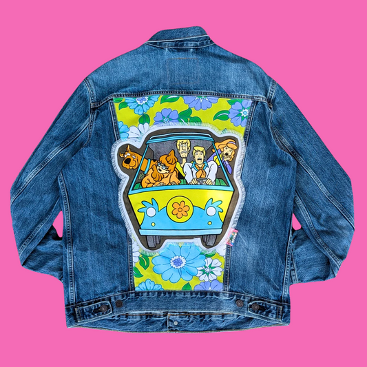 Scooby-Doo Upcycled T-Shirt Denim Jacket Size XL