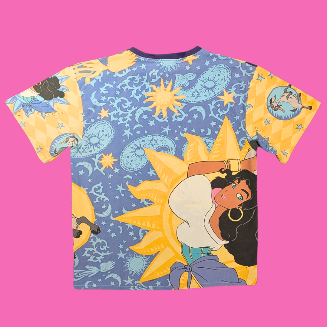 Handmade, Upcycled Disney's The Hunchback of Notre-Dame Bedsheet T-Shirt Oversized S-M, Fitted L-XL