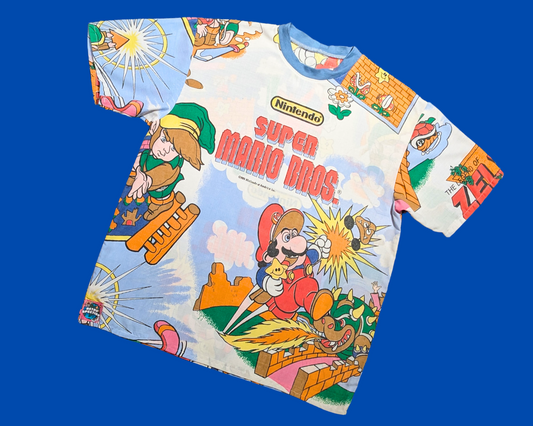 T-shirt vintage fait main et recyclé des années 1980 à motif Nintendo Super Mario Bros., taille XS (taille M).