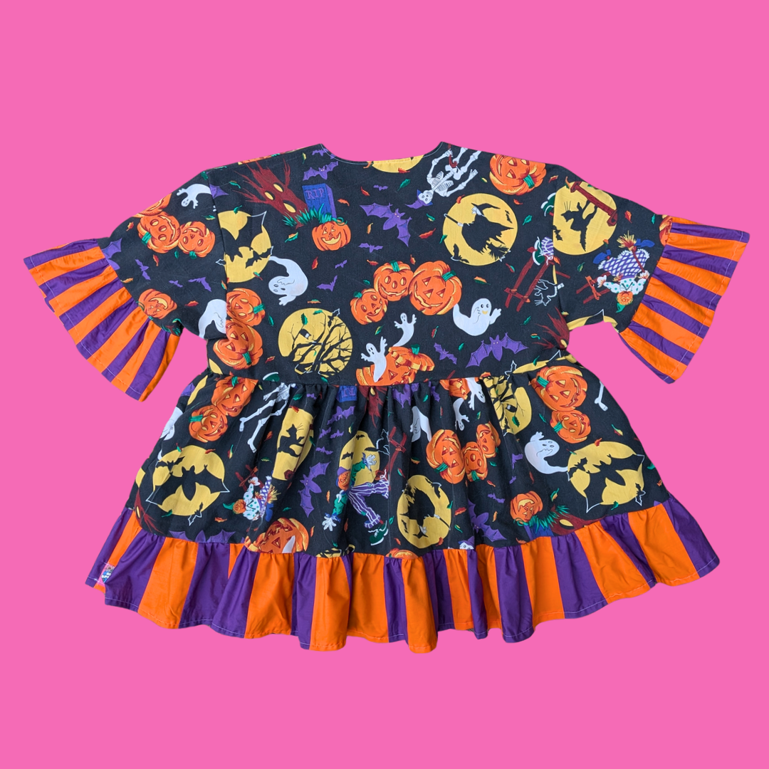 Handmade, Upcycled Halloween Themed Tablecloth Dress Fits an Oversized XL or Fitted 2XL