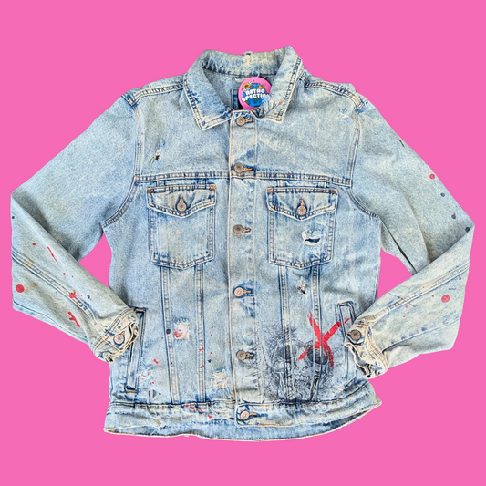 The Silence Of The Lambs Upcycled T-Shirt Denim Jacket Size M for Women